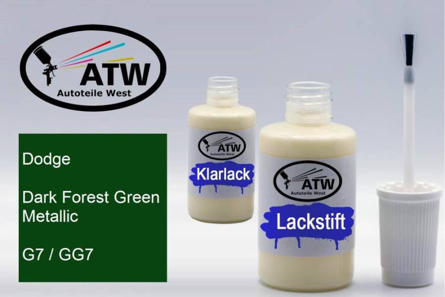 Dodge, Dark Forest Green Metallic, G7 / GG7: 20ml Lackstift + 20ml Klarlack - Set, von ATW Autoteile West.